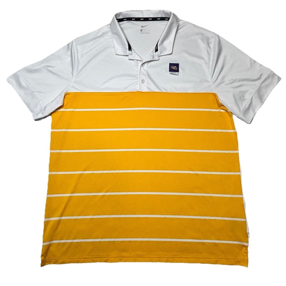 LSU Tigers Shirt Mens XL White NCAA Football Nike Dri Fit Polo Golf Lightweight